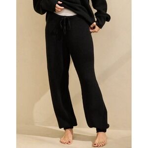 Aerie Cozy Up Waffle Knit Lounge Sweater Black Joggers Pants Womens Size XS